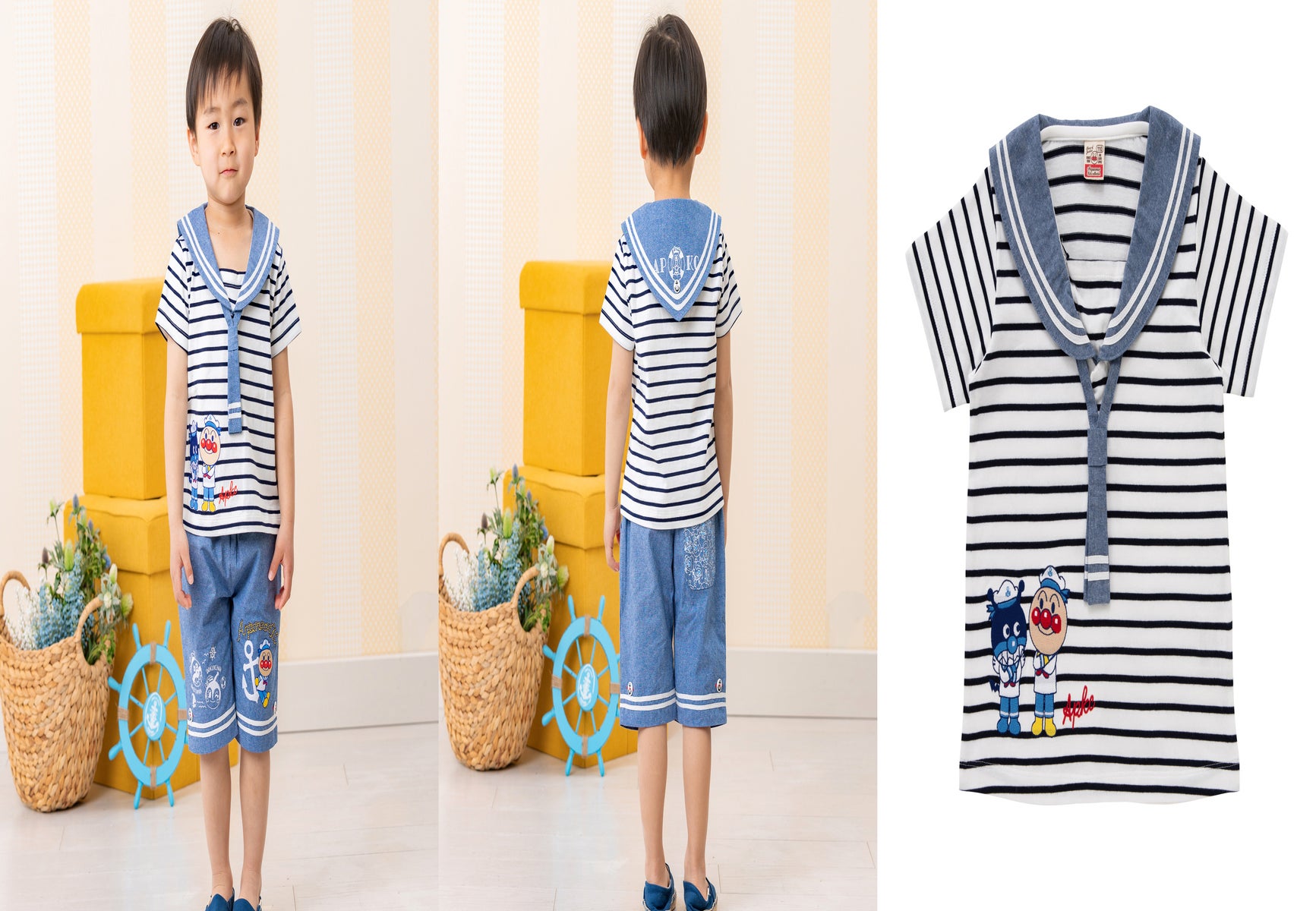アンパンマンの子ども服ブランドに ダンガリー生地を使用したセーラーtシャツやワンピースなど 夏服が新登場 株式会社バンダイ ファッションブランド事業部のプレスリリース